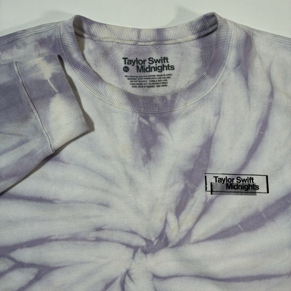 Taylor Swift Midnights Lavender Spiral Tie Dye Crewneck Sweatshirt XL Swiftie - Picture 2 of 9